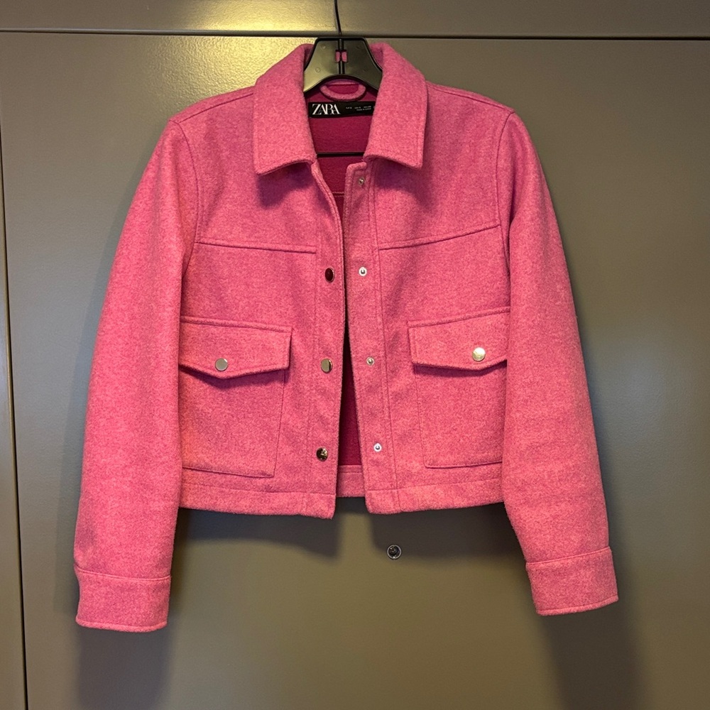 ZARA Fuchsia Cropped Utility Jacket for Women